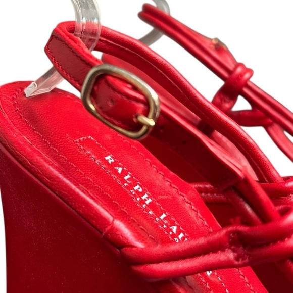 Ralph Lauren Collection Spring 07 Red Strappy Sandals Napa Leather Wedge US 9 - Picture 7 of 14